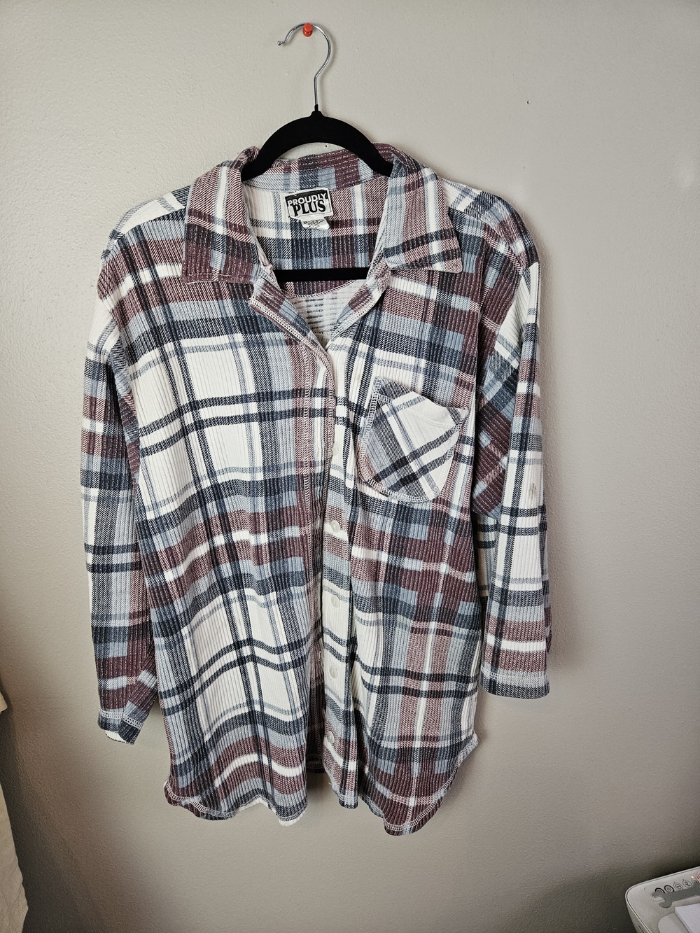 Staccato Women's Button-Down Plaid Shirt - White, Blue & Brown